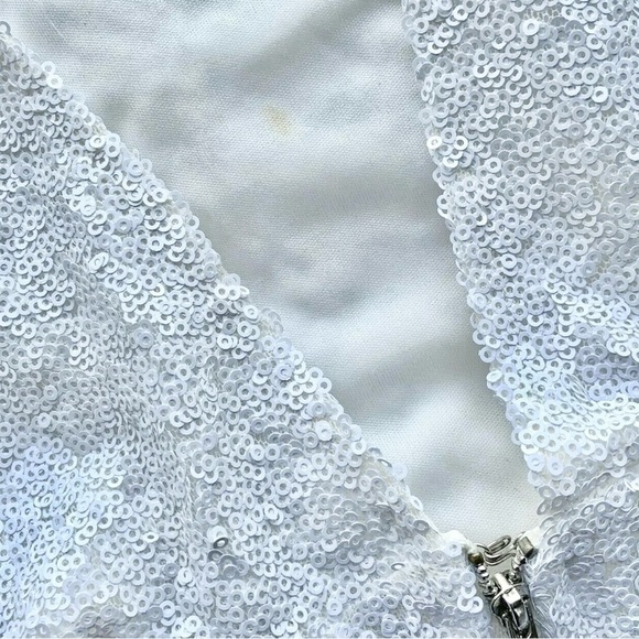 Tobi Sequined Tulle Open Back Sleeveless Cocktail Mini Dress White Size M - Picture 6 of 8